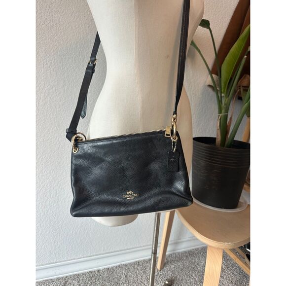 Coach Leather Black Crossbody Purse - Picture 1 of 8